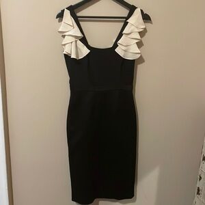 Jay Godfrey Black Mini Jacquard Pencil Skirt Ruffle Sleeveless Dress